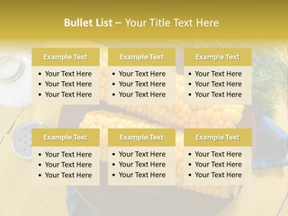 Corn On The Cob On A Plate With Salt And Pepper PowerPoint Template