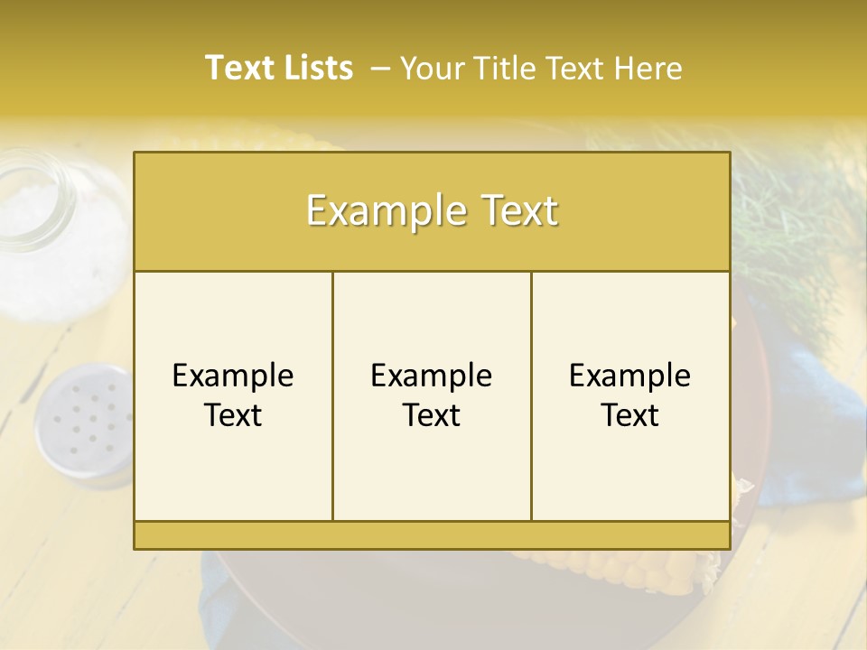 Corn On The Cob On A Plate With Salt And Pepper PowerPoint Template