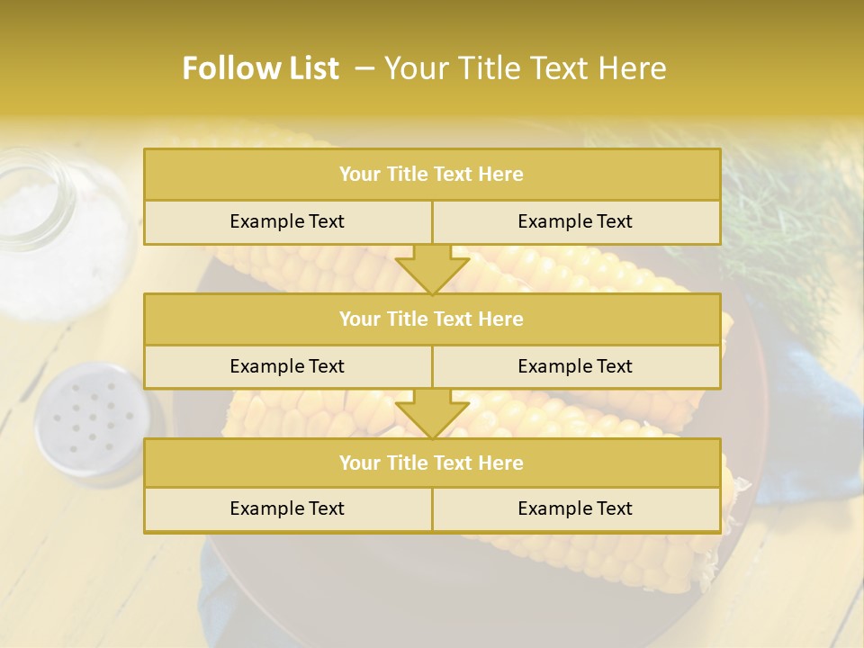 Corn On The Cob On A Plate With Salt And Pepper PowerPoint Template