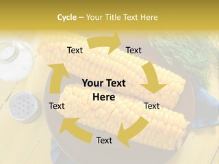 Corn On The Cob On A Plate With Salt And Pepper PowerPoint Template