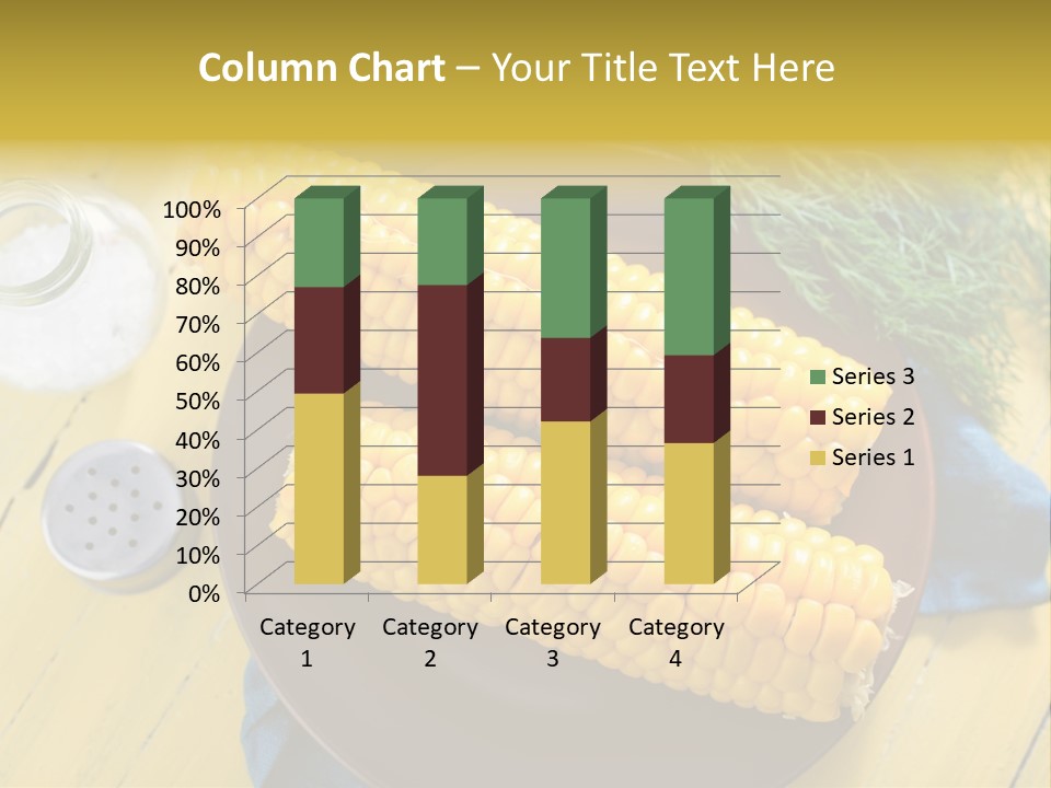 Corn On The Cob On A Plate With Salt And Pepper PowerPoint Template