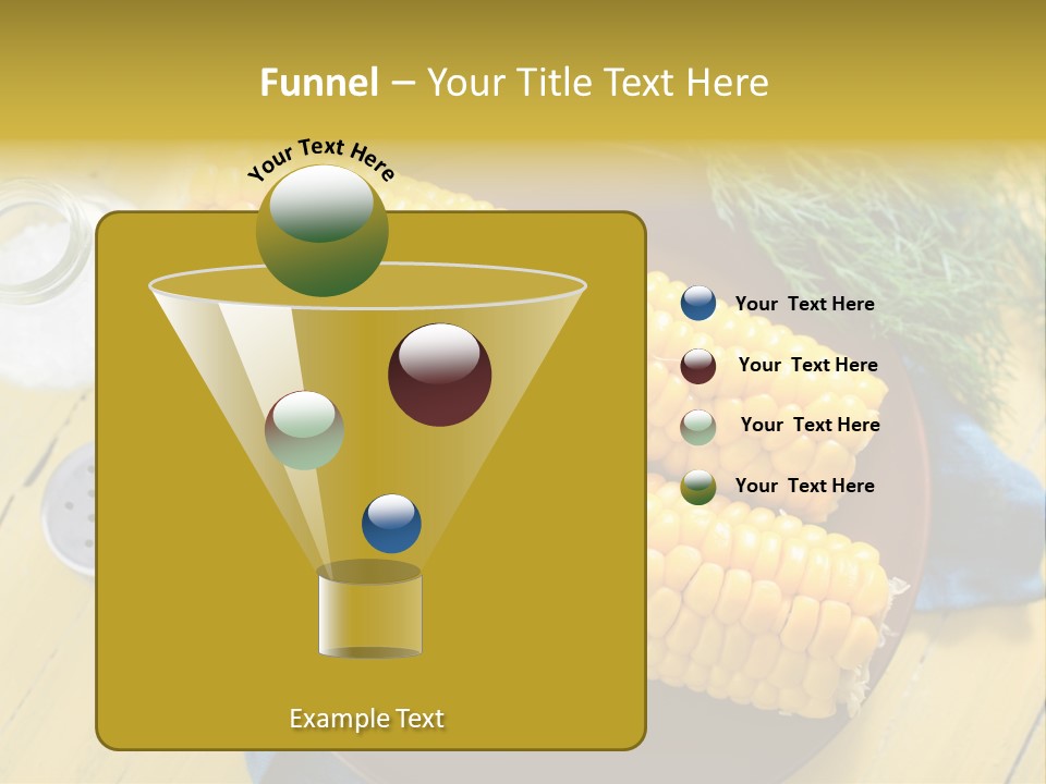 Corn On The Cob On A Plate With Salt And Pepper PowerPoint Template