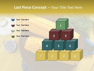 Corn On The Cob On A Plate With Salt And Pepper PowerPoint Template