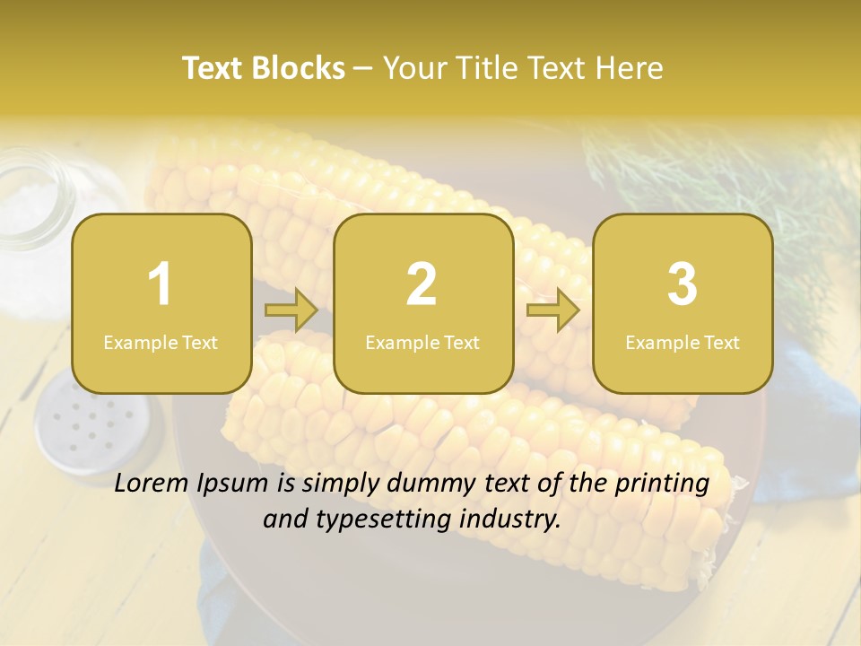 Corn On The Cob On A Plate With Salt And Pepper PowerPoint Template