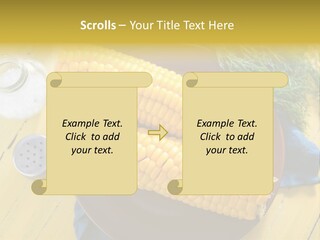 Corn On The Cob On A Plate With Salt And Pepper PowerPoint Template