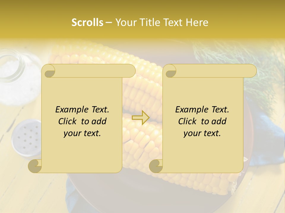 Corn On The Cob On A Plate With Salt And Pepper PowerPoint Template