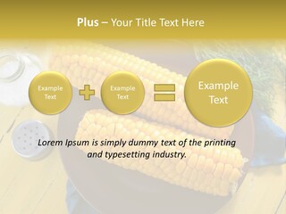 Corn On The Cob On A Plate With Salt And Pepper PowerPoint Template