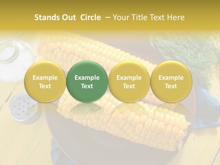 Corn On The Cob On A Plate With Salt And Pepper PowerPoint Template