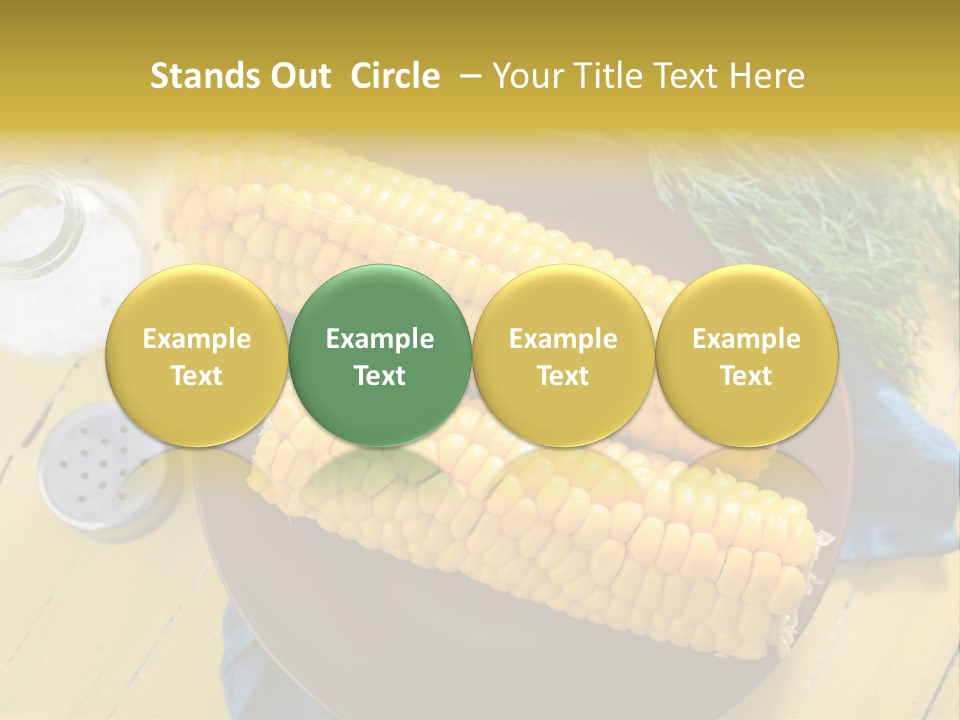 Corn On The Cob On A Plate With Salt And Pepper PowerPoint Template