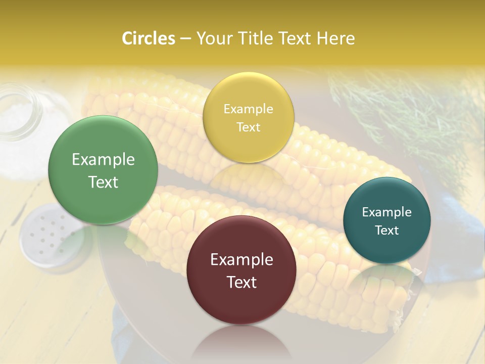 Corn On The Cob On A Plate With Salt And Pepper PowerPoint Template