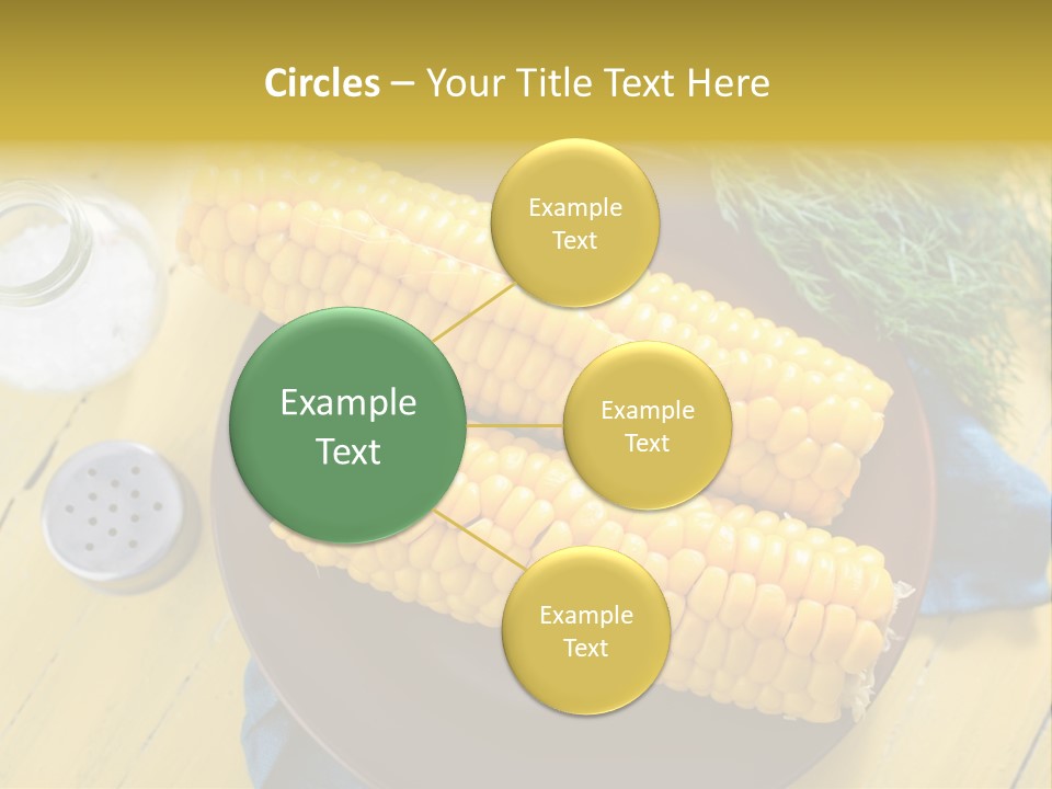 Corn On The Cob On A Plate With Salt And Pepper PowerPoint Template