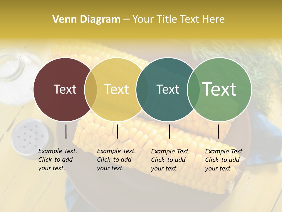 Corn On The Cob On A Plate With Salt And Pepper PowerPoint Template