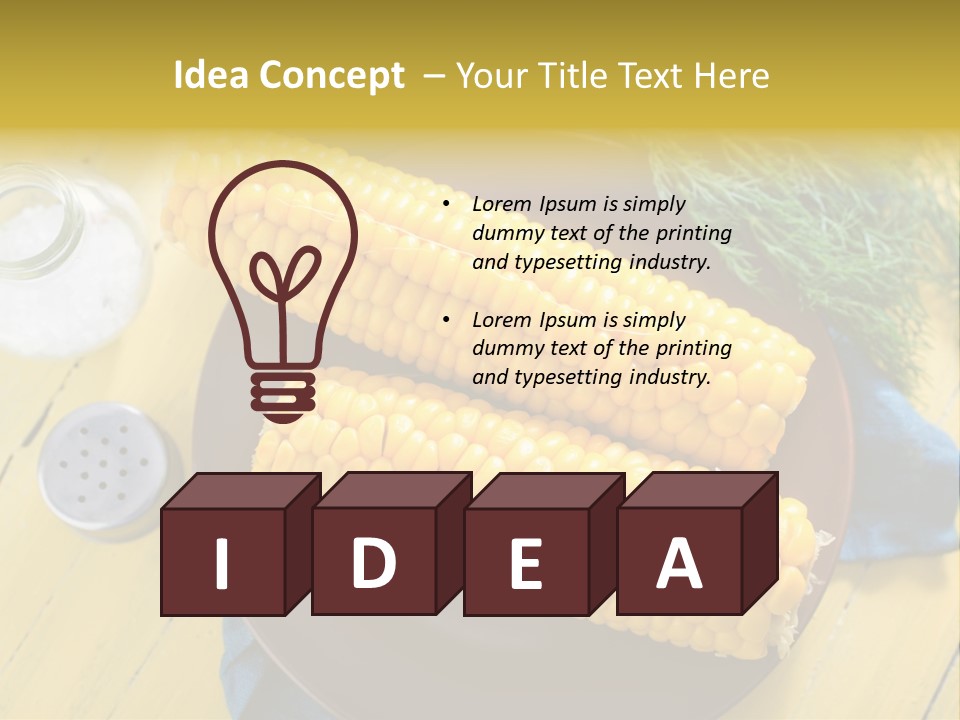 Corn On The Cob On A Plate With Salt And Pepper PowerPoint Template