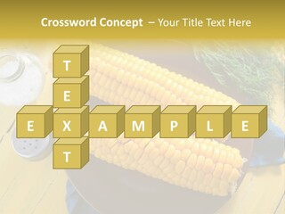 Corn On The Cob On A Plate With Salt And Pepper PowerPoint Template