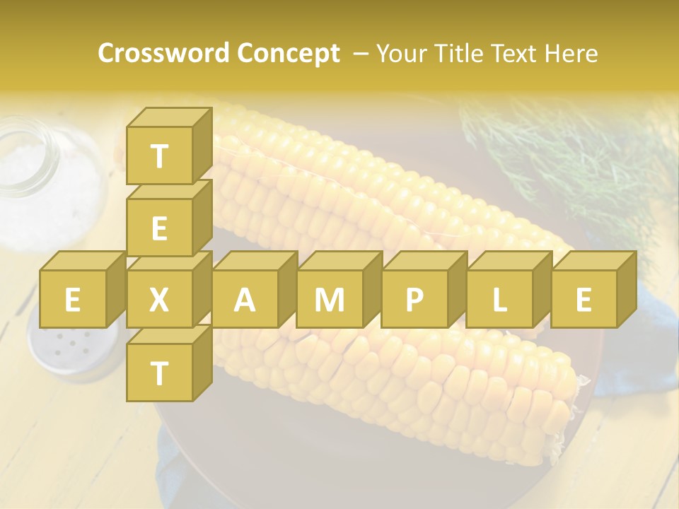 Corn On The Cob On A Plate With Salt And Pepper PowerPoint Template