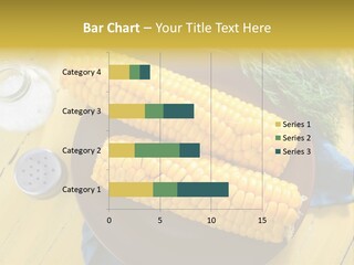 Corn On The Cob On A Plate With Salt And Pepper PowerPoint Template