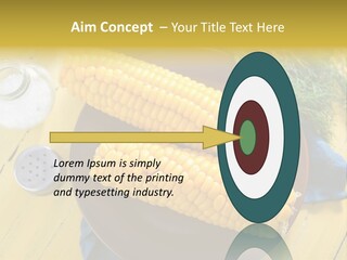 Corn On The Cob On A Plate With Salt And Pepper PowerPoint Template
