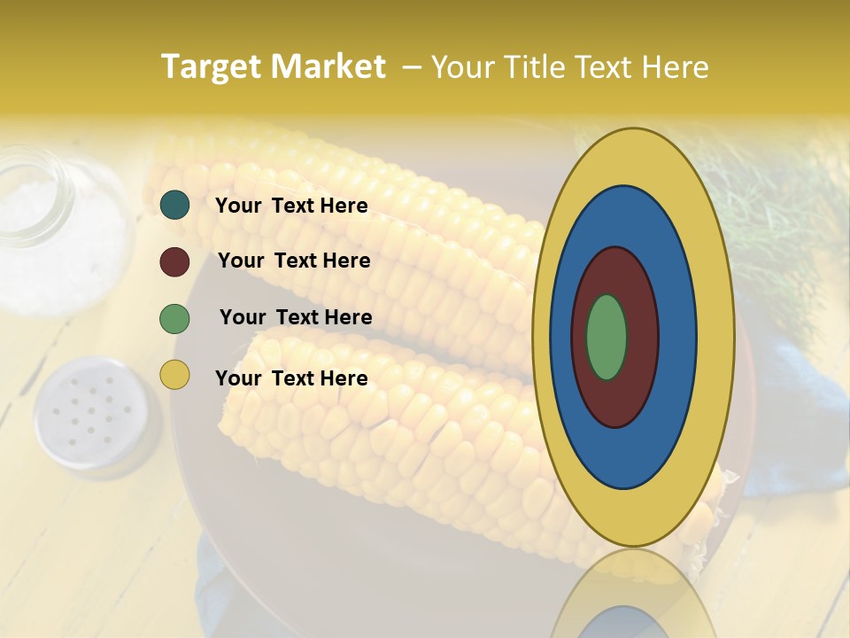 Corn On The Cob On A Plate With Salt And Pepper PowerPoint Template