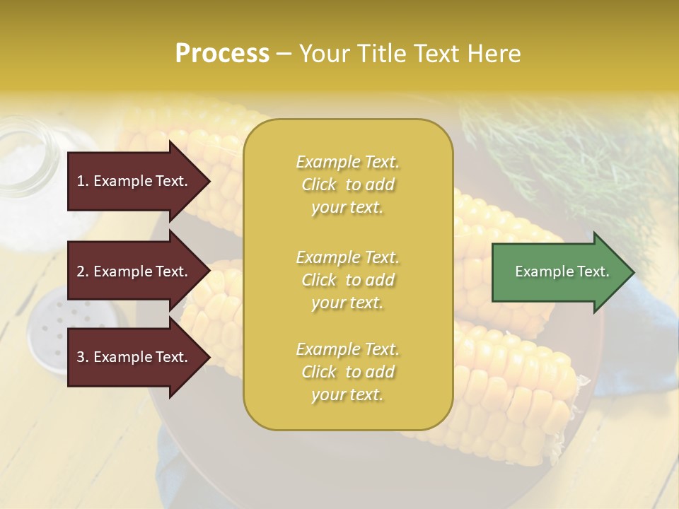 Corn On The Cob On A Plate With Salt And Pepper PowerPoint Template