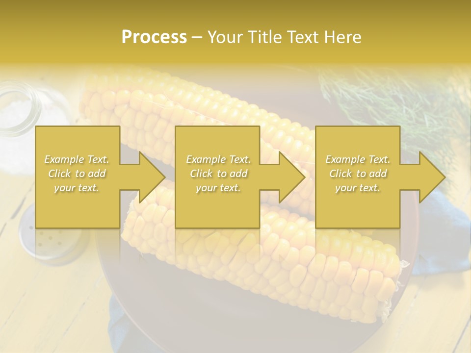 Corn On The Cob On A Plate With Salt And Pepper PowerPoint Template