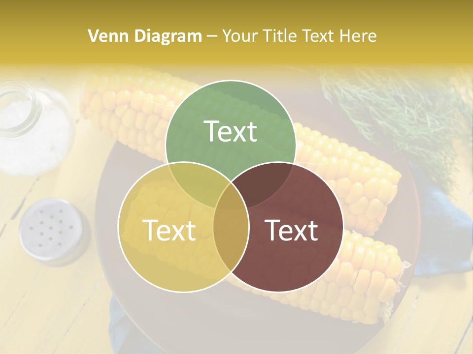Corn On The Cob On A Plate With Salt And Pepper PowerPoint Template