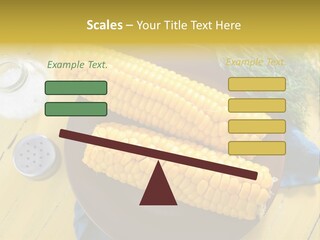 Corn On The Cob On A Plate With Salt And Pepper PowerPoint Template