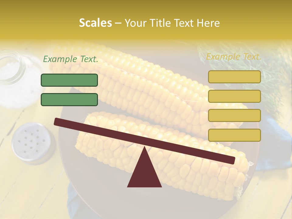 Corn On The Cob On A Plate With Salt And Pepper PowerPoint Template