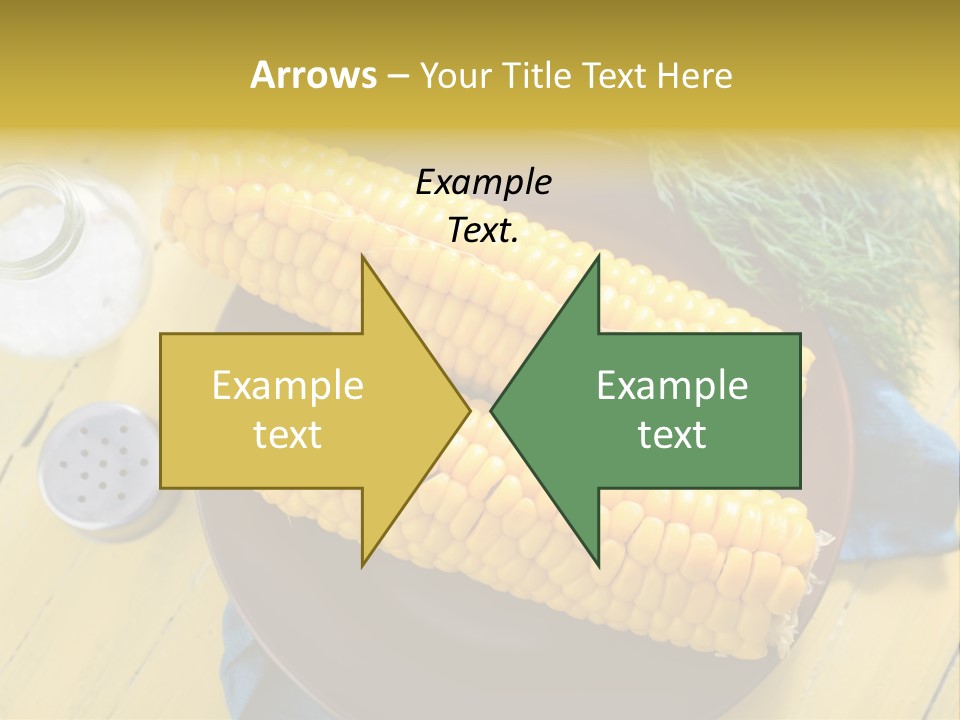 Corn On The Cob On A Plate With Salt And Pepper PowerPoint Template