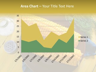 Corn On The Cob On A Plate With Salt And Pepper PowerPoint Template