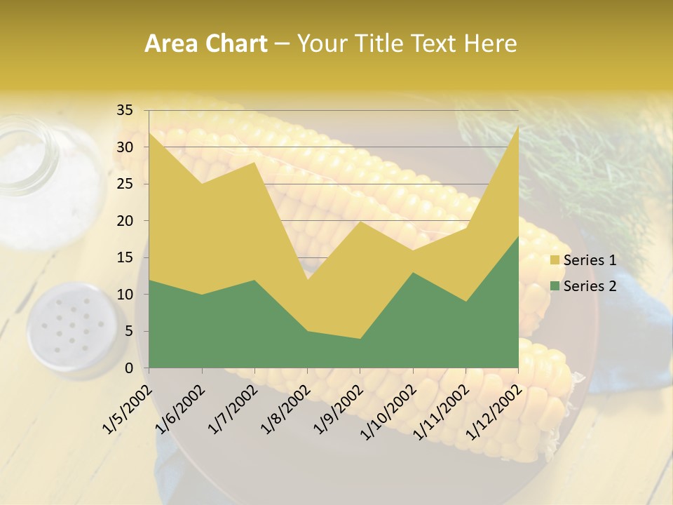 Corn On The Cob On A Plate With Salt And Pepper PowerPoint Template