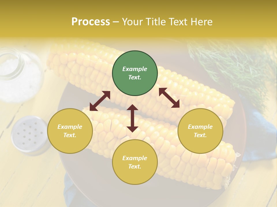 Corn On The Cob On A Plate With Salt And Pepper PowerPoint Template