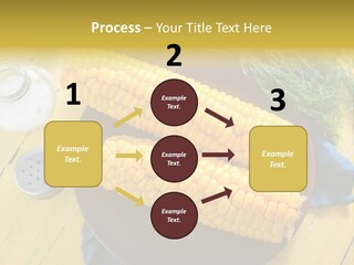 Corn On The Cob On A Plate With Salt And Pepper PowerPoint Template