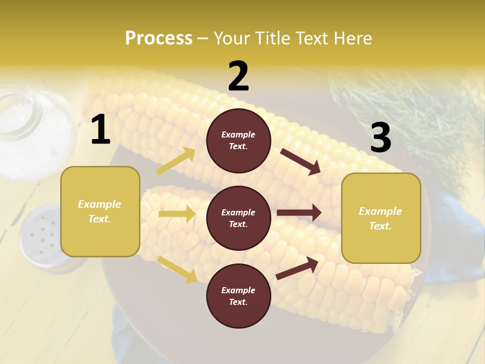 Corn On The Cob On A Plate With Salt And Pepper PowerPoint Template
