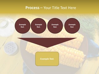 Corn On The Cob On A Plate With Salt And Pepper PowerPoint Template
