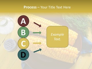 Corn On The Cob On A Plate With Salt And Pepper PowerPoint Template