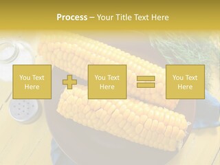 Corn On The Cob On A Plate With Salt And Pepper PowerPoint Template