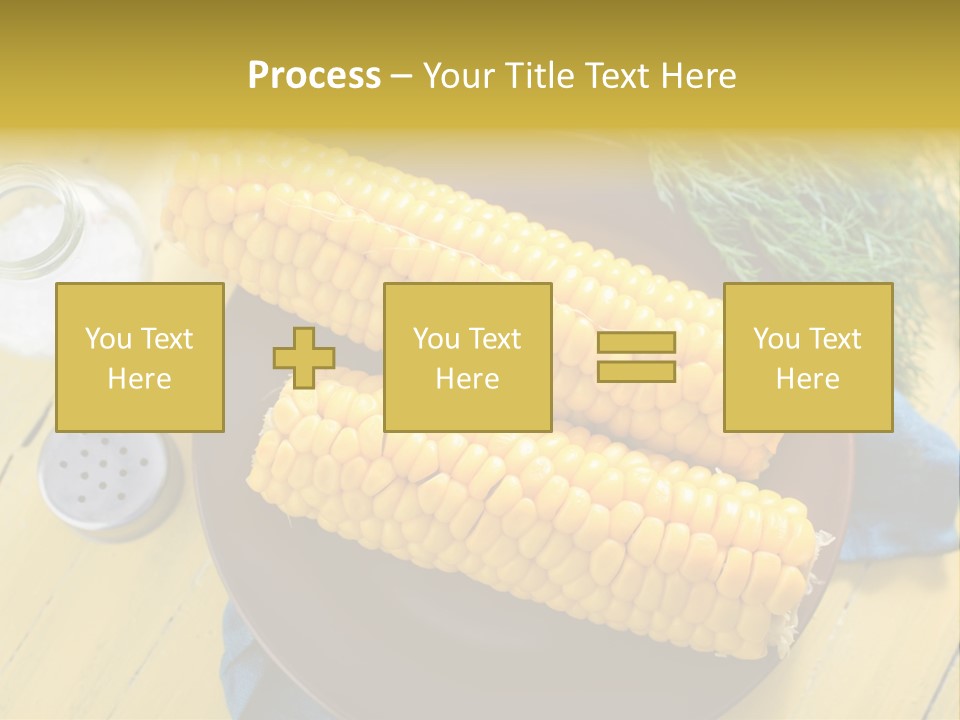 Corn On The Cob On A Plate With Salt And Pepper PowerPoint Template