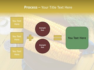 Corn On The Cob On A Plate With Salt And Pepper PowerPoint Template