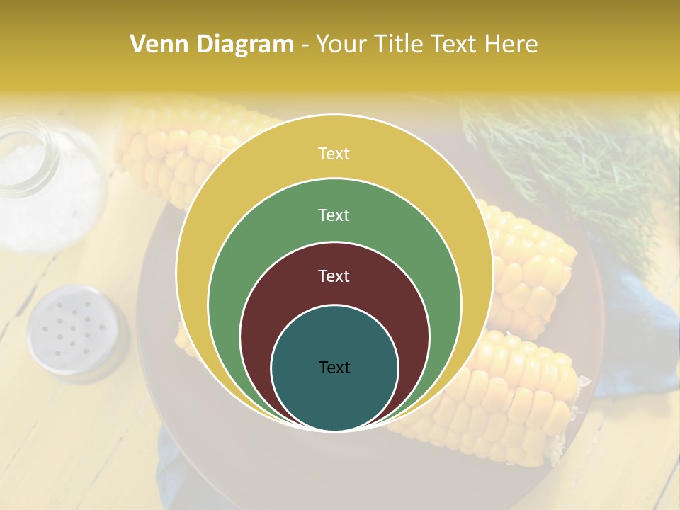 Corn On The Cob On A Plate With Salt And Pepper PowerPoint Template