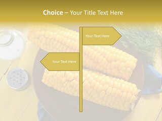 Corn On The Cob On A Plate With Salt And Pepper PowerPoint Template