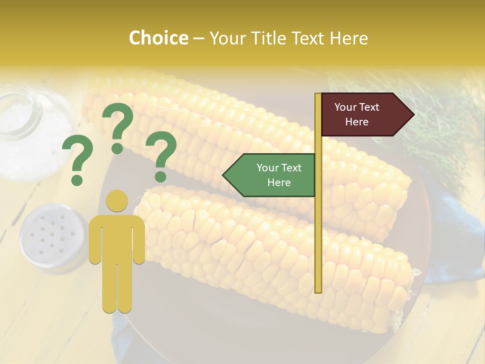 Corn On The Cob On A Plate With Salt And Pepper PowerPoint Template