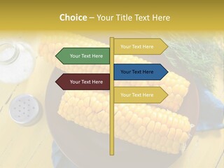 Corn On The Cob On A Plate With Salt And Pepper PowerPoint Template