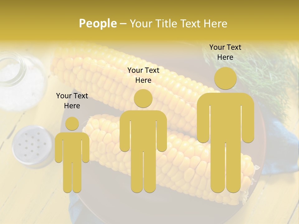 Corn On The Cob On A Plate With Salt And Pepper PowerPoint Template