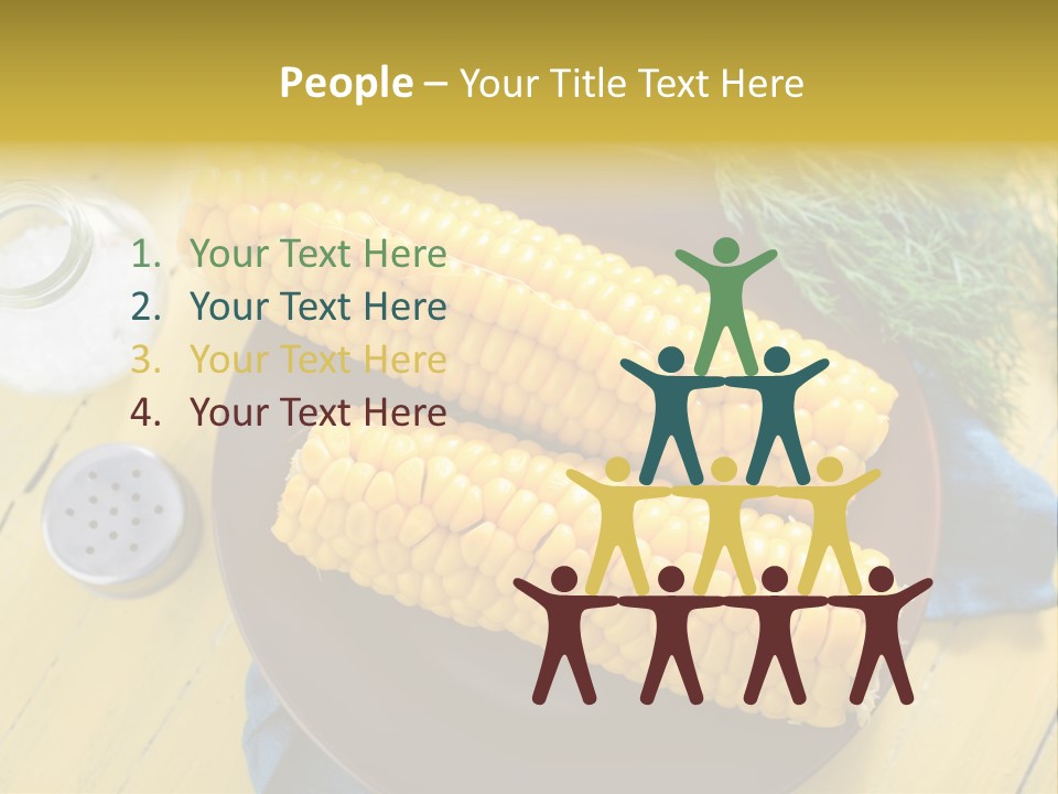 Corn On The Cob On A Plate With Salt And Pepper PowerPoint Template