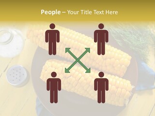 Corn On The Cob On A Plate With Salt And Pepper PowerPoint Template