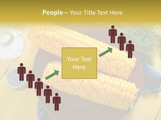 Corn On The Cob On A Plate With Salt And Pepper PowerPoint Template