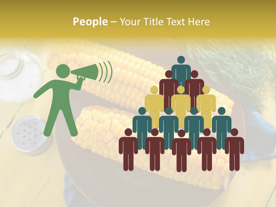 Corn On The Cob On A Plate With Salt And Pepper PowerPoint Template