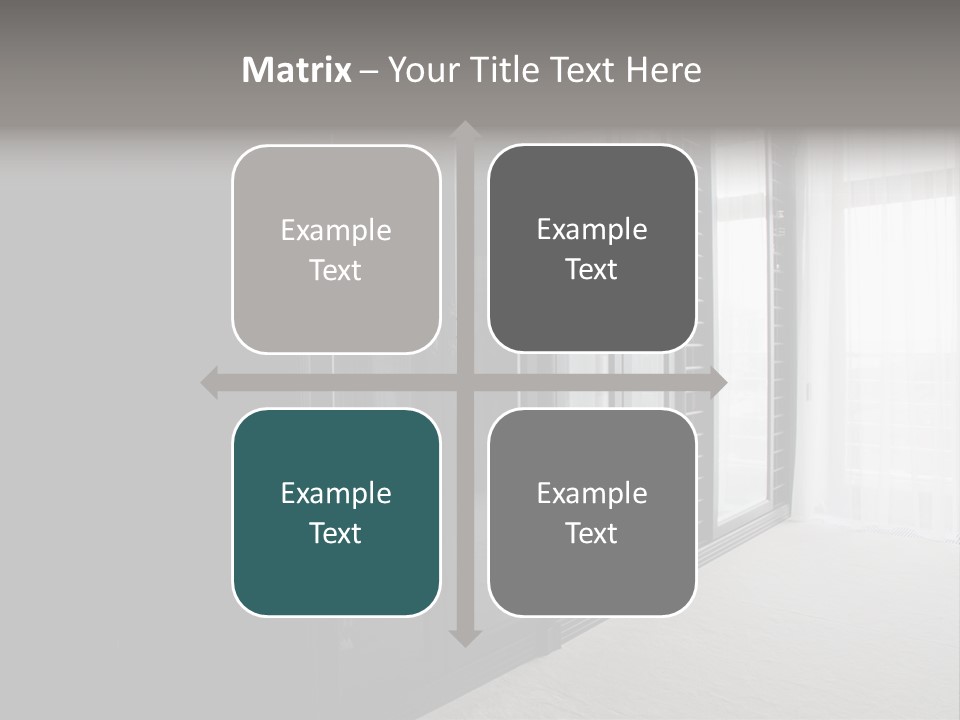 A Black And White Photo Of A Room With Glass Doors PowerPoint Template