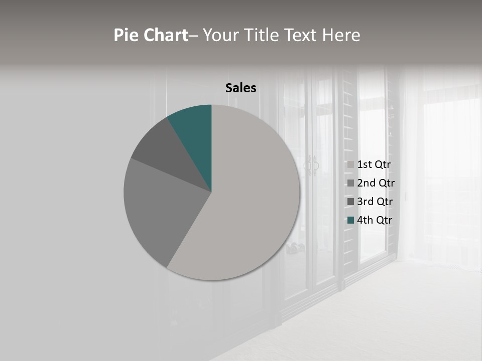 A Black And White Photo Of A Room With Glass Doors PowerPoint Template