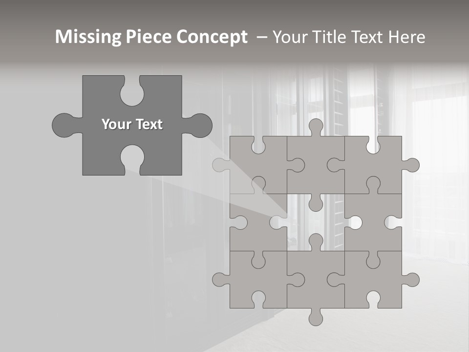 A Black And White Photo Of A Room With Glass Doors PowerPoint Template